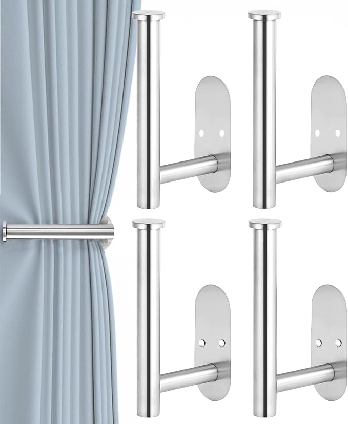 4pcs Curtain Holdbacks, Screw-in Curtain Tiebacks Curtain Tie Backs Curtain by Hoousuper