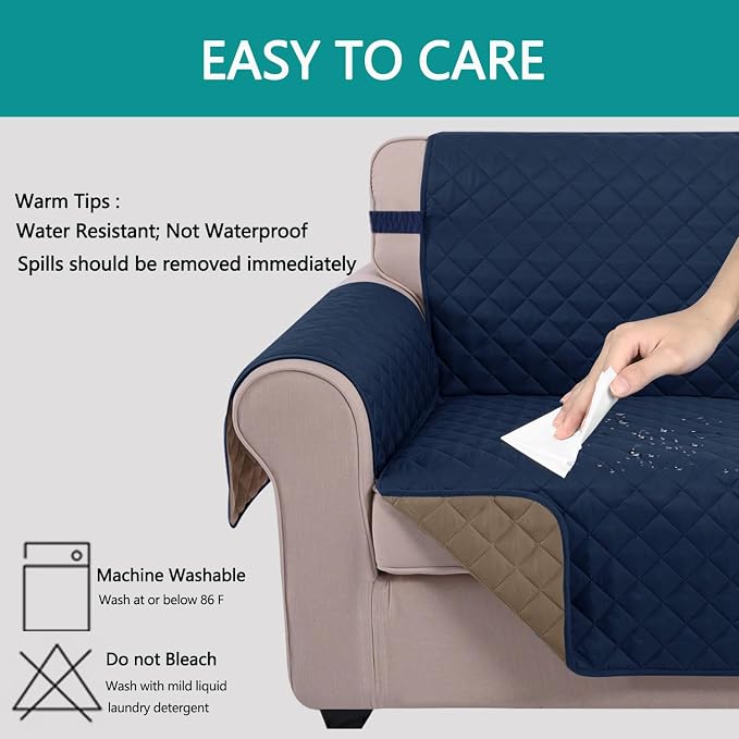 U-NICE HOME Reversible Oversized Chair Covers Quilted Water Repellent Pet - Image 4