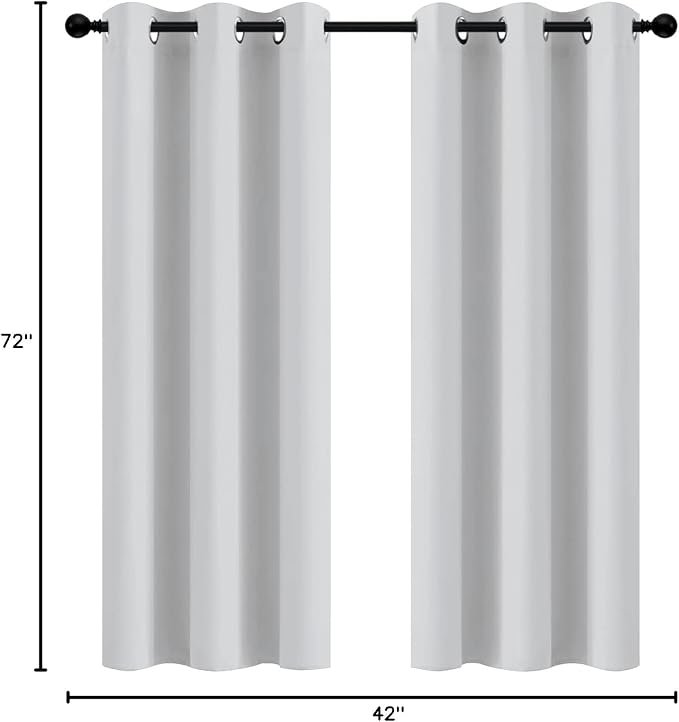Yakamok Greyish White Curtains for Bedroom, Grommet Thermal Insulated Room - Image 9