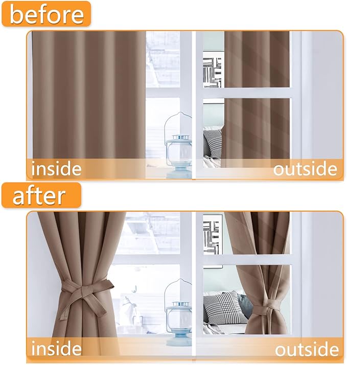 Blackout Curtains for Bedroom, Cappuccino, 60 x 84 Inch, 2 Panels | Thermal - Image 4