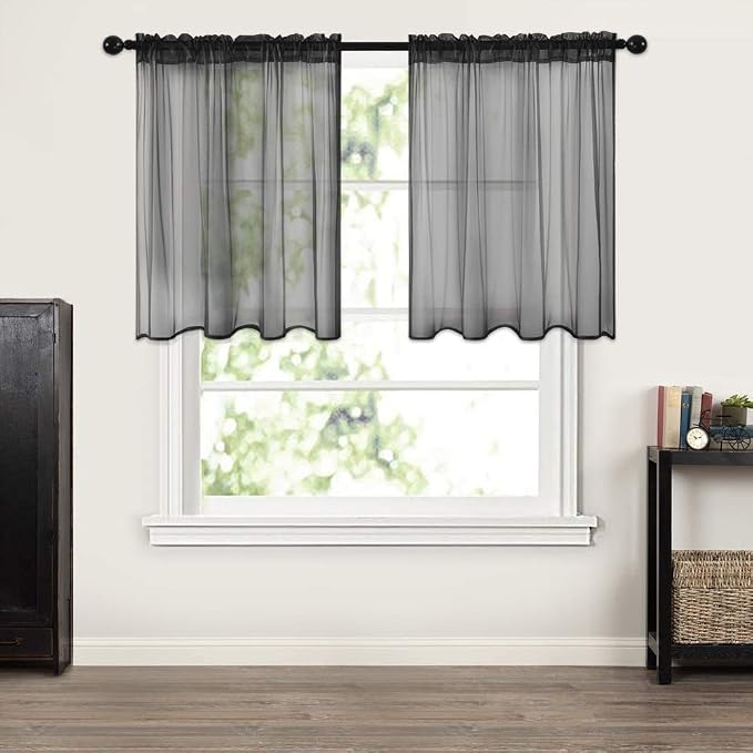 MIULEE 2 Panels Kitchen Tiers Half Window Sheer Halloween Curtains-Rod Pocket - Image 6