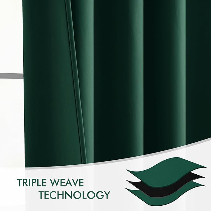 MIULEE Christmas Hunter Green Back Tab Blackout Curtains 108 Inch Long 2 Panels - Image 7