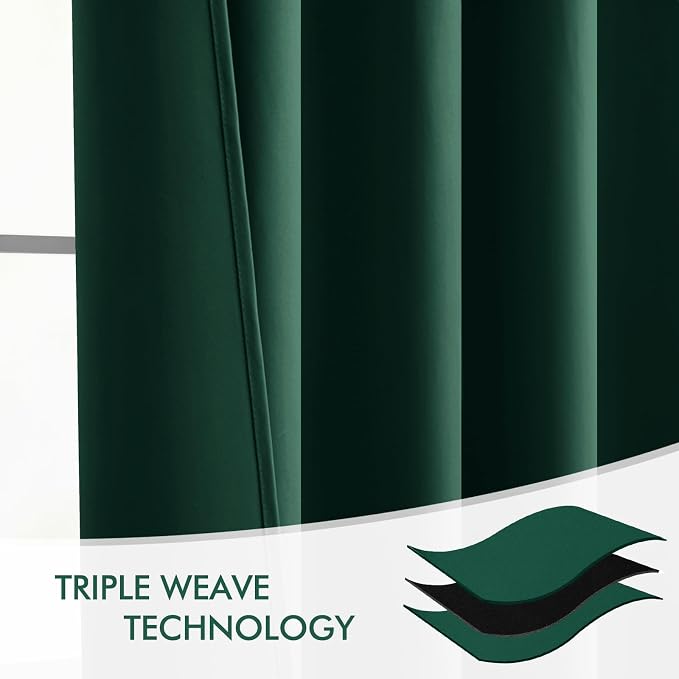 MIULEE Christmas Hunter Green Back Tab Blackout Curtains 102 Inch Long 2 Panels - Image 7