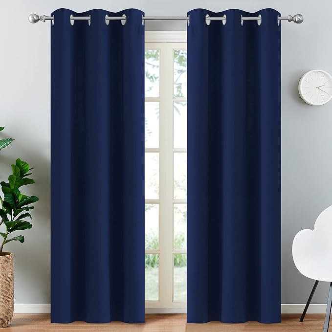 Yakamok Room Darkening Grommet Window Blackout Drapes Thermal Insulated Navy by Yakamok