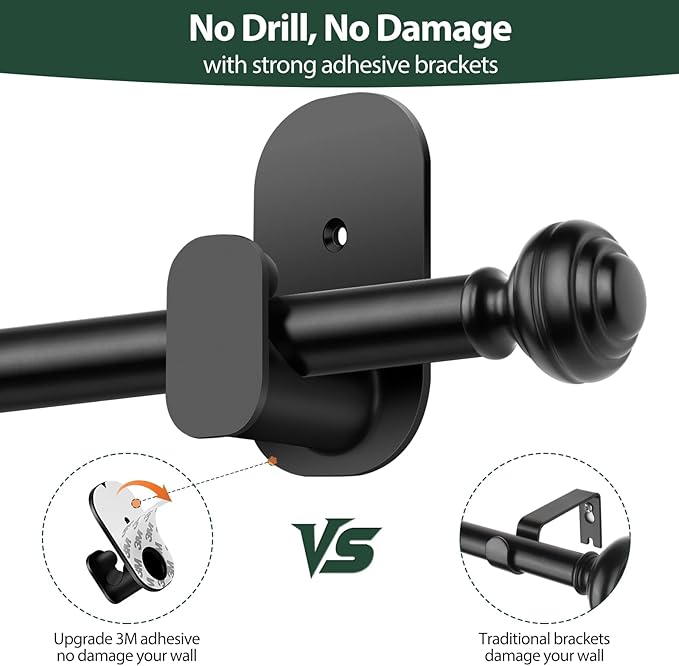 KAMANINA No Drill Curtain Rods for Windows 32 to 58 Inches, 5/8 Inch Renter - Image 4