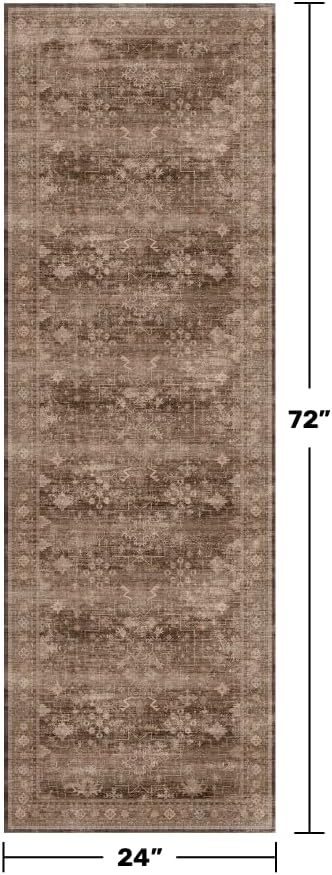 Brown Boho Washable 2x6 Runner Rugs - Image 2