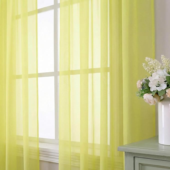 Aiyufeng Lemon Sheer Curtains 63 Inch Length 2 Panels Set - Image 5