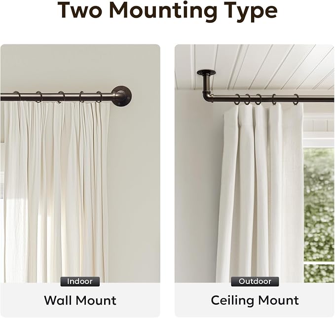 Zeerobee Curtain Rods for Windows 120 to 240, 1 Inch Industrial Wrap Around - Image 5
