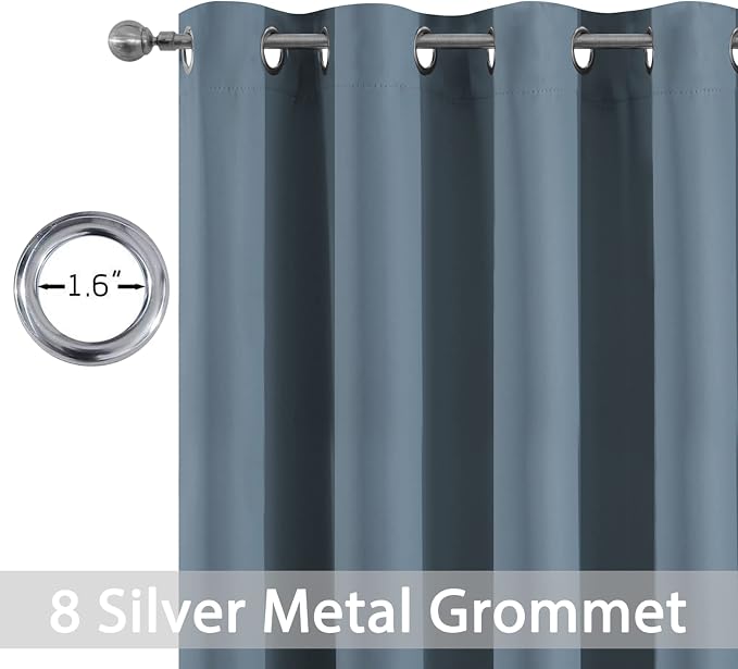 Yakamok Wide Thermal Blackout Patio Door Curtain Panel, Stone Blue Grommet - Image 2