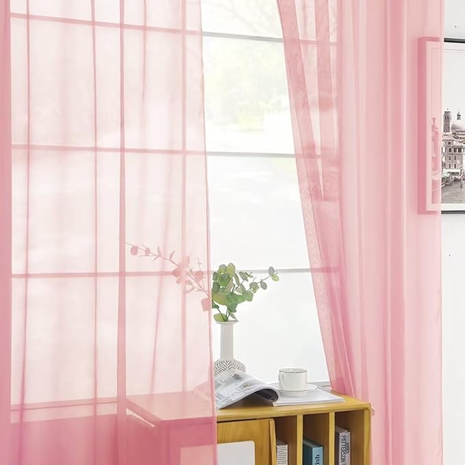 SpaceDresser Sheer Voile Window Treatment Rod Pocket Curtain Panels - Image 6