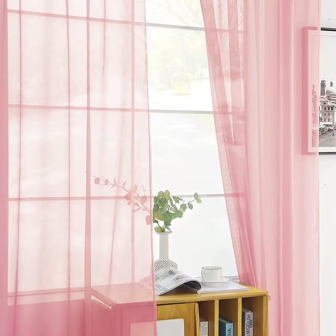 SpaceDresser Sheer Voile Window Treatment Rod Pocket Curtain Panels - Image 6