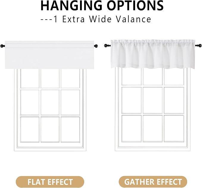 OVZME White Valance for Windows, Light Filtering Thick Textured Small Short - Image 3