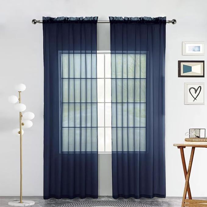 SpaceDresser Sheer Voile Window Treatment Rod Pocket Curtain Panels by SpaceDresser