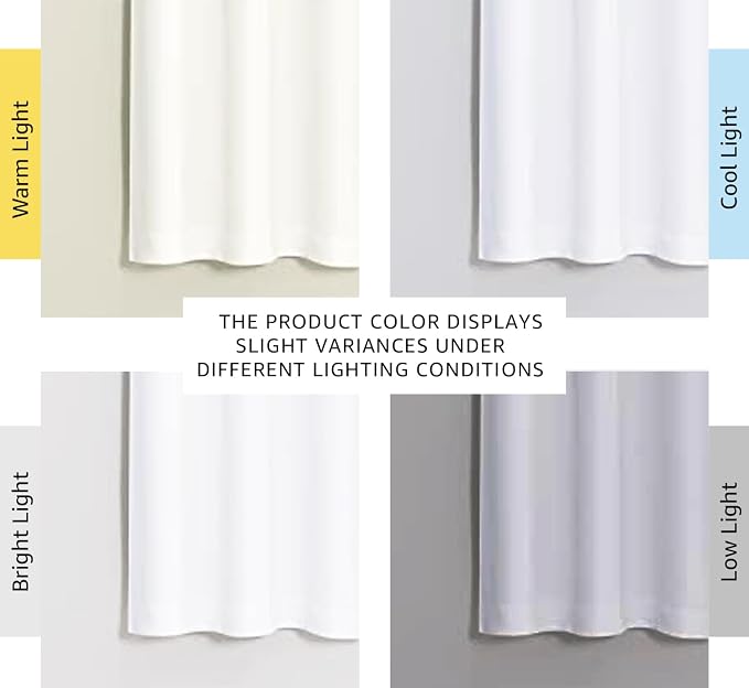 NICETOWN Pure White 100% Blackout Lined Curtains, 2 Thick Layers Narrow Wide - Image 3