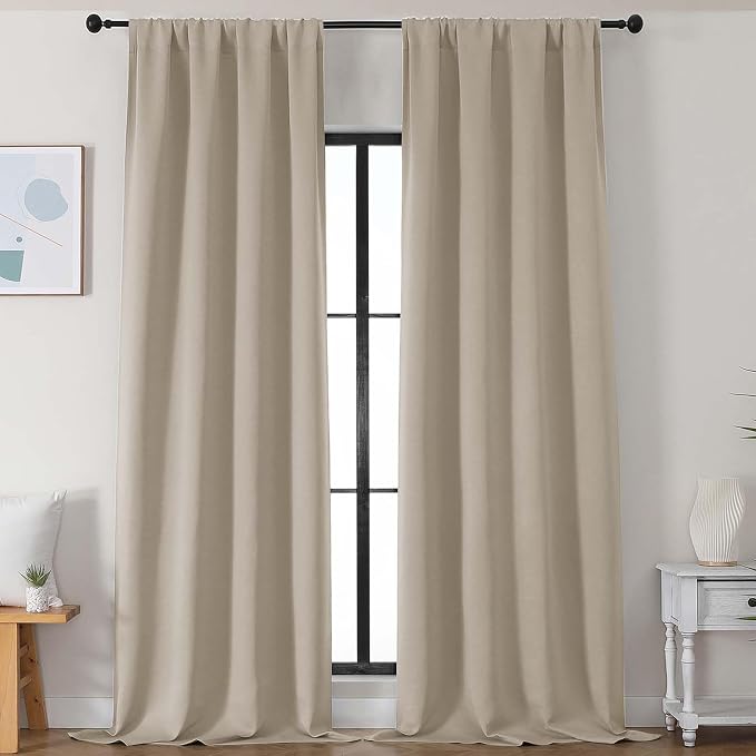 Simplebrand Biscotti Beige Blackout Curtains by Simplebrand
