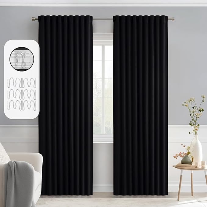 MIULEE Back Tab Blackout Curtains 90 Inch Long 2 Panels Set by MIULEE