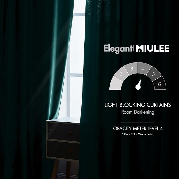MIULEE Velvet Curtains 108 inches Long 2 Panels - Image 5