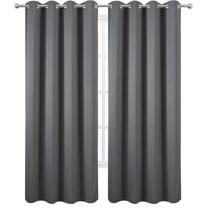 LEMOMO Blackout Curtains 52 x 90 Inch Long Frost Grey Curtains Set of 2 Panels - Image 2