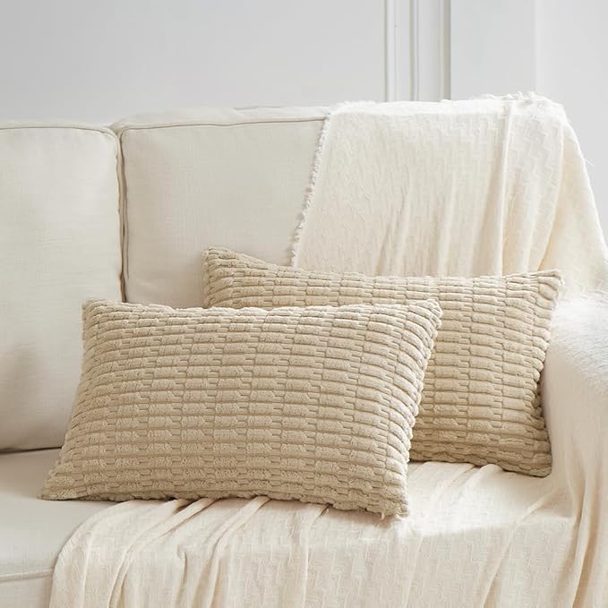 Fancy Homi 4 Packs Tan Decorative Throw Pillow Covers 14x24 Inch - Image 6