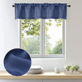 OWENIE Bob 1 PCS Blue Valances for Windows, Faux Linen Textured Kitchen Window by OWENIE