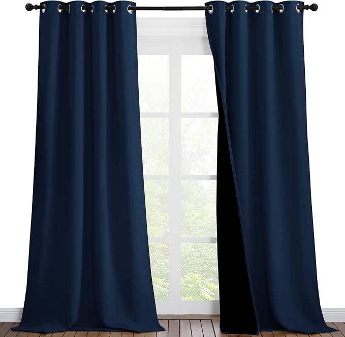 NICETOWN Complete 100% Blackout Curtain Set, Thermal Insulated & Energy by NICETOWN