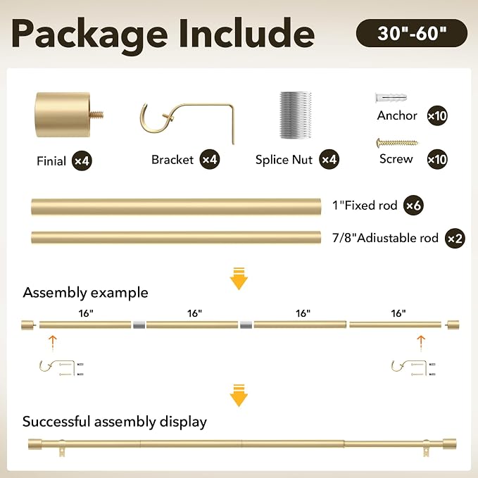 IFELS 2 Pack Heavy Duty Curtain Rods - Image 8