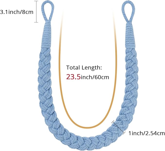 NICEEC 2 Pack Natural Cotton Rope Curtain Tiebacks Elegant Boho Style - Image 3