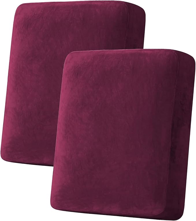 H.VERSAILTEX Velvet Stretch Couch Cushion Cover Plush Cushion Slipcover by HVERSAILTEX