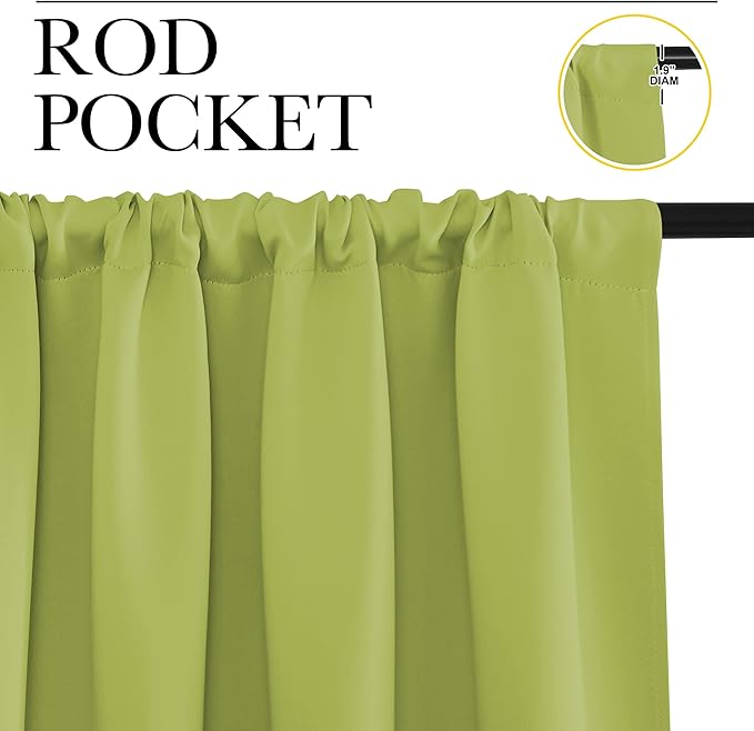 NICETOWN Blackout Curtains for Bedroom, Fresh Green, 1 Pair, 70 by 63-inch - Image 2