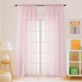 Blush Pink Sheer Curtains for Window 96 Inches Long 2 Panels, Soft Airy Light by Home