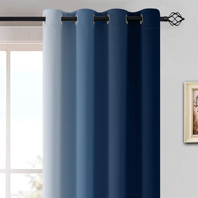Yakamok Blue Ombre Curtains Room Darkening Grommet Curtains - Image 3