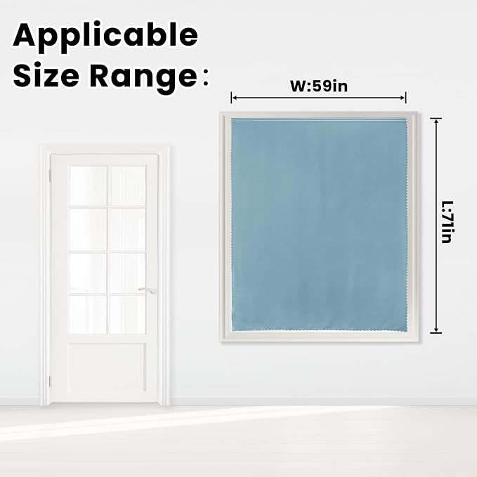 Self Adhesive Curtains, Use for Bedroom, Lake Blue, 1 Panel - Image 7