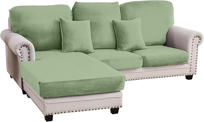 Couch Cover 3-Piece Elastic Velvet Couch Cushion Covers & Chaise Slipcovers by Taque