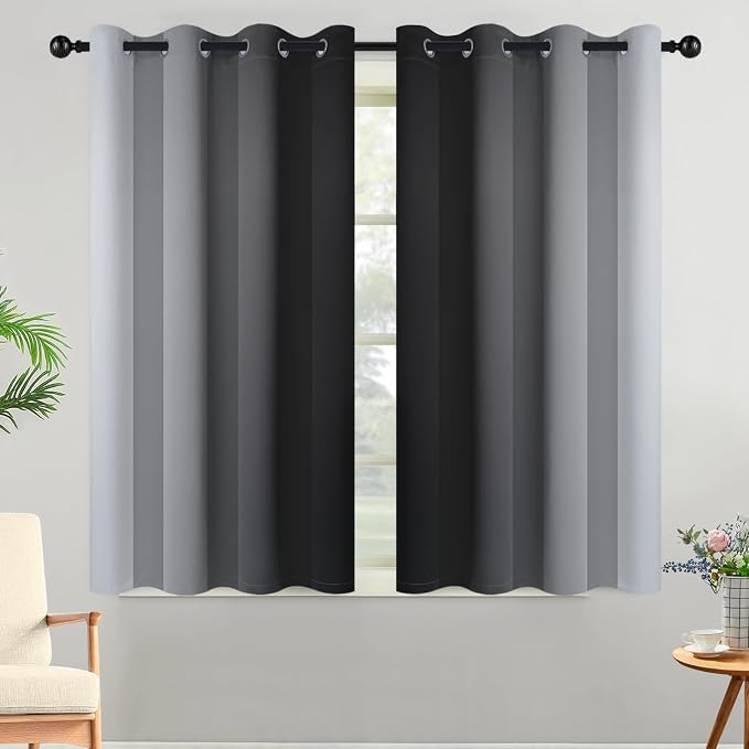 Yakamok Light Blocking Ombre Curtains, Room Darkening Grommet Window Drapes - Image 2
