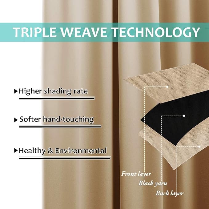 NICETOWN Full Shading Curtains 90 inches Long 2 Panels Set - Image 6