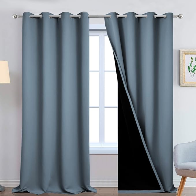 Yakamok 100% Blackout Lined Panels, Room Darkening Thermal Insulated Blackout by Yakamok