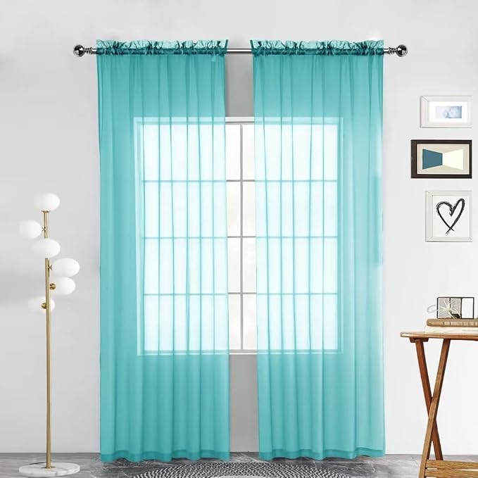 SpaceDresser Sheer Voile Window Treatment Rod Pocket Curtain Panels by SpaceDresser