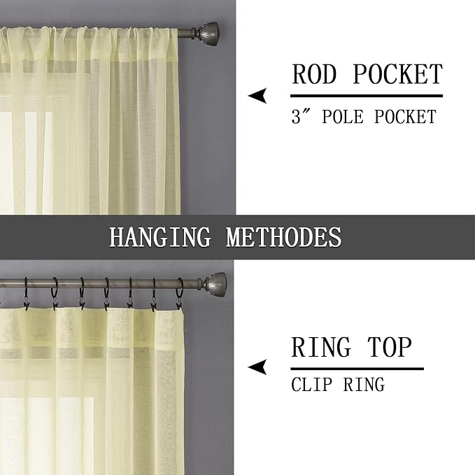 Tollpiz Short Sheer Curtains Linen Textured Bedroom Curtain Sheers Light - Image 5