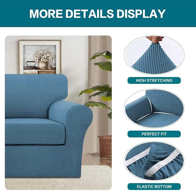 Turquoize 2 Piece Chair Covers Chair Slipcovers - Image 4