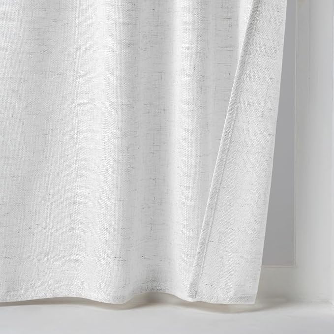 MIULEE White Curtains 24 Inch Length 2 Panels, Soft Thick Linen Textured Semi - Image 7