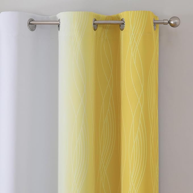 Estelar Textiler Yellow and Greyish White Gradient Room Darkening Blackout - Image 4