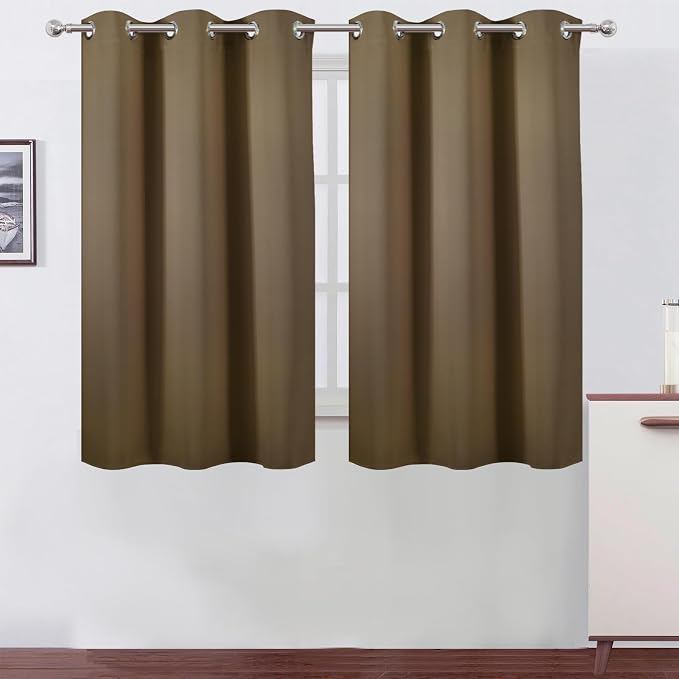 LEMOMO Brown Blackout Curtains 42 x 54 Inch Length Set of 2 Panels Grommet by Lemomo