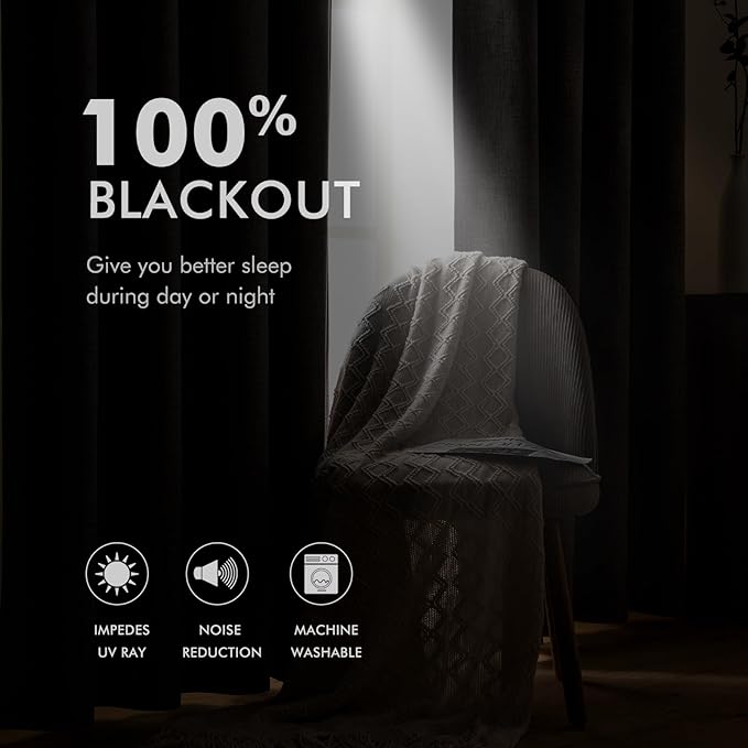MIULEE 100% Blackout Linen Textured Curtains - Image 3