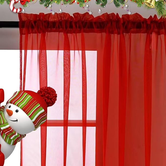 SpaceDresser Sheer Voile Window Treatment Rod Pocket Curtain Panels - Image 8