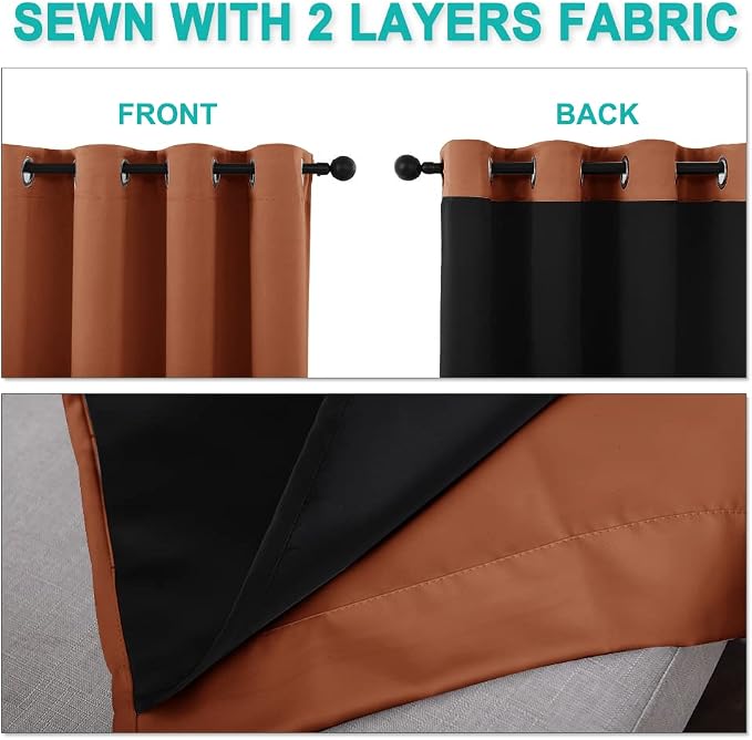 NICETOWN 100% Blackout Window Curtain Panels, Full Light Blocking Drapes - Image 5