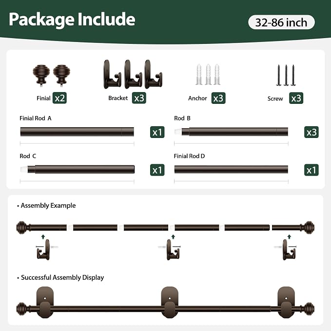 KAMANINA Curtain Rods No Drilling - Image 7