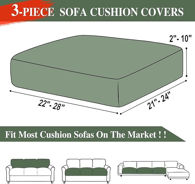 Couch Cushion Covers Seat Cushion Cover Stretch Couch Cover Separate Sectional - Image 6