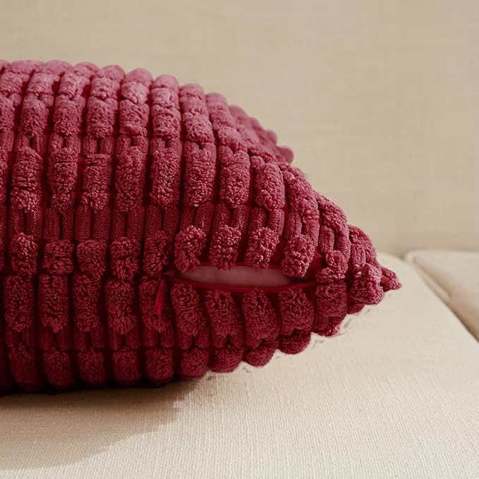 Fancy Homi 4 Packs Burgundy Decorative Throw Pillow Covers 26x26 Inch - Image 3