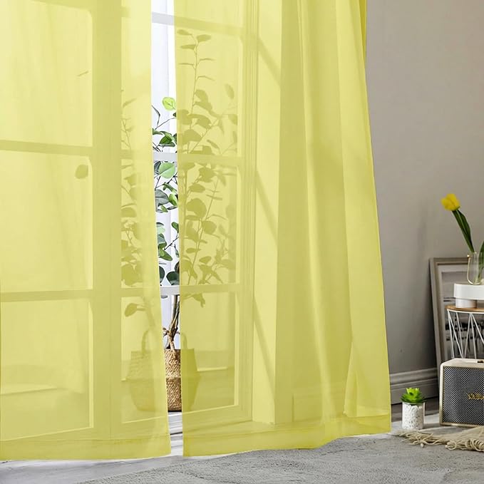 Sheer Curtains 63 Inch Length 2 Panels Set - Image 8