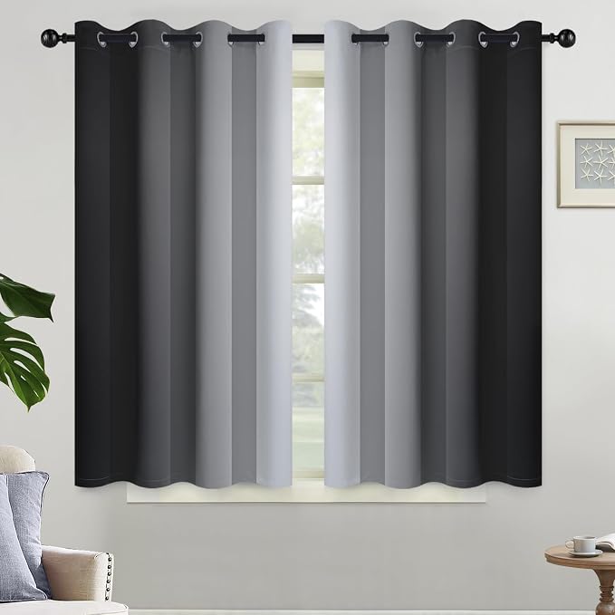 Yakamok Light Blocking Ombre Curtains, Room Darkening Grommet Window Drapes by Yakamok